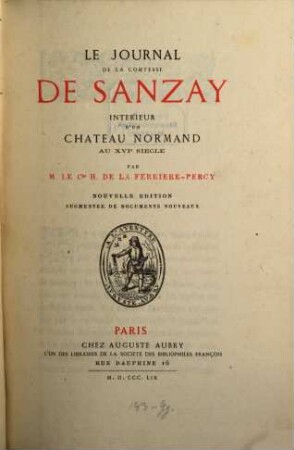 Le Journal de la comtesse [Marguerite] de Sanzay