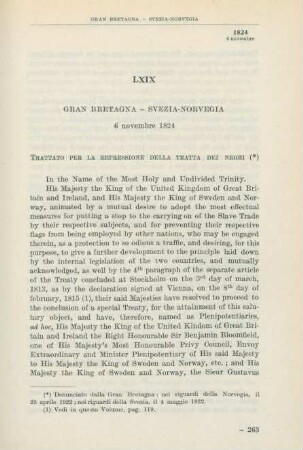 LXIX Gran Bretagna - Svezia-Norvegia 6 novembre 1824