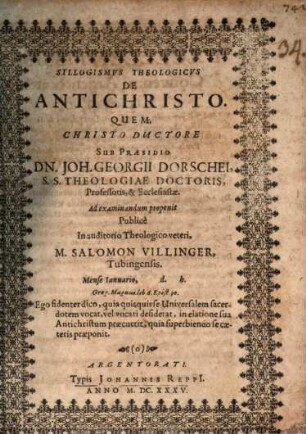 Syllogismus theologicus de antichristo
