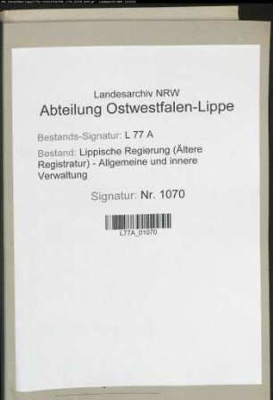 Wrugeregister des Amtes Horn und der Vogtei Schlangen
