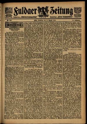 Zweite Ausgabe vom Samstag, den 13. August 1904.