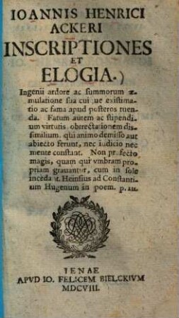 Inscriptiones et Elogia