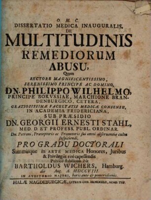 Diss. med. inaug. de multitudinis remediorum abusu