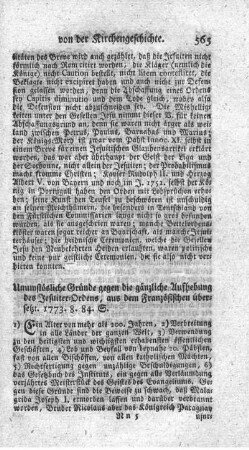 Unumstösliche Gründe gegen die gänzliche Aufhebung des Jesuiter-Ordens.
