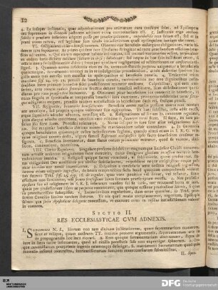 Sectio II. Res Ecclesiasticae Cvm Adnexis.