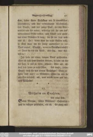 17. Wilhelm an Sophien. den 15ten Febr.