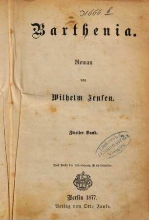 Barthenia : Roman, 2