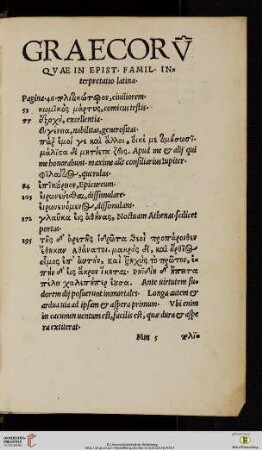 Graecorvm qvae in epist. famil. interpretatio latina