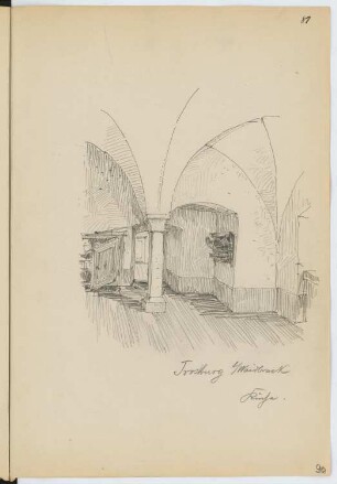 Trostburg, Waidbruck: Innenansicht der Küche (aus: Skizzen- und Fotoalbum 13)