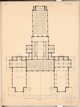Volksbibliothek Schinkelwettbewerb 1902: Grundriss OG 1:200