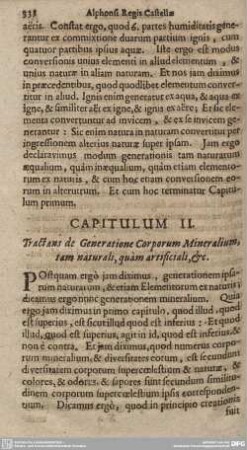 CAPITULUM II. Tractans de Generatione Corporum Mineralium, tam naturali, quam artificiali, & c.