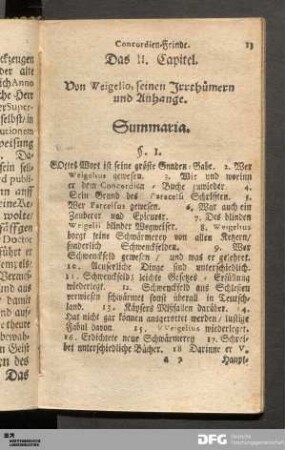 Das II. Capitel. Von Weigelio, seinen Irrthümern und Anhange.