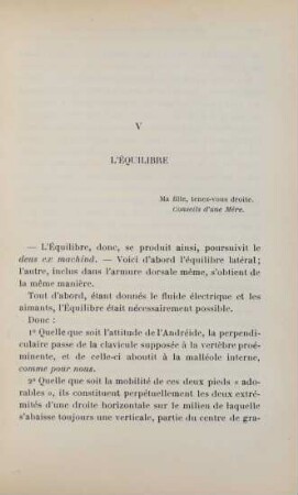 V. L'Équilibre