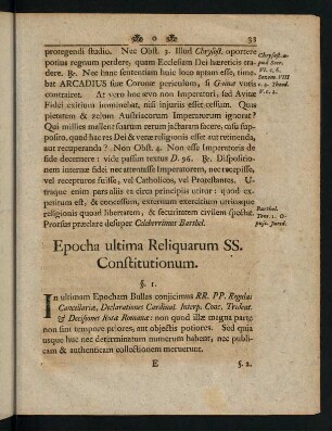 33-39, Epocha ultima Reliqarum SS. Constitutionum.