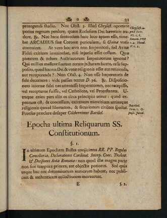 33-39, Epocha ultima Reliqarum SS. Constitutionum.