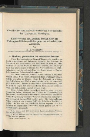 Mitteilungen vom landwirtschaftlichen Versuchsfelde der Universität Göttingen.