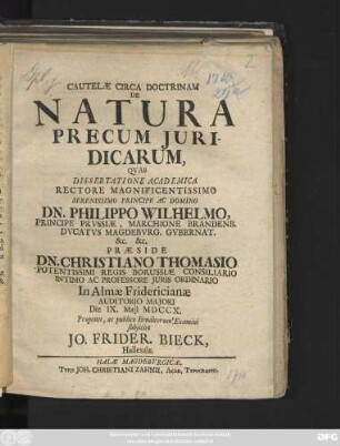 Cautelæ Circa Doctrinam De Natura Precum Juridicarum