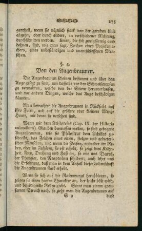 275-277, §4. Von den Augenbraunen