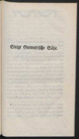 Einige Geometrische Sätze
