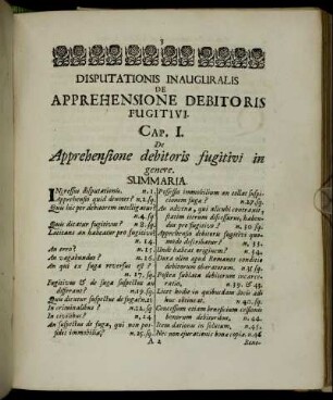 Cap. I. De Apprehensione debitoris fugitivi in genere.