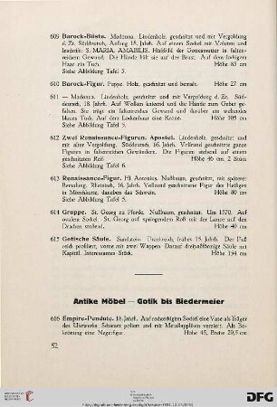 Antike Möbel – Gotik bis Biedermeier (Nr. 616-666)