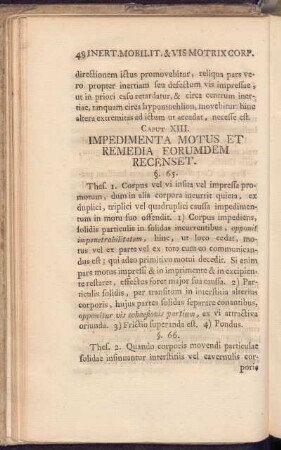 Caput XIII. Impedimenta Motus Et Remedia Eorumdem Recenset
