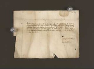 1449 Mai 04. Bürgermeister und Rat der Stadt Lippe melden dem Rat der Stadt Lemgo, dass ihr Fürst und Herr von Kleve, Johann I., ihnen seine besiegelte Schrift gesand hat, nach welcher er sich mit dem Erzbischof von Köln, Dietrich II. von Moers, gesühnt habe, von welcher sie eine Abschrift beifügen.