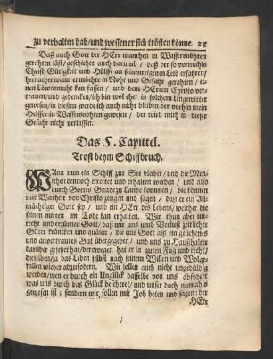 Das 5. Capittel. Trost beym Schiffbruch.
