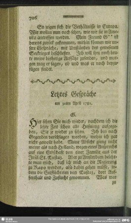 Letztes Gespräche am 30ten April 1782