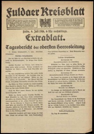 Zweite Ausgabe vom Donnerstag, den 06. Juli 1916.
