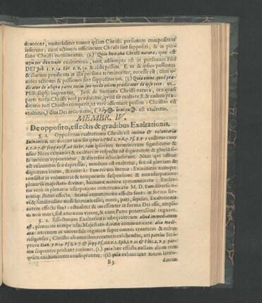 Membr. IV. De opposito, effectis & gradibus Exaltationis.