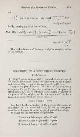 Solutions of a mechanical problem.