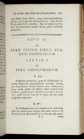 Caput II. De iure civium circa statum domesticum.