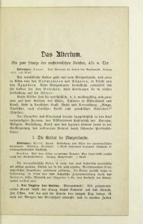 Das Altertum. Bis zum Sturze des weströmischen Reiches, 476 n. Chr.