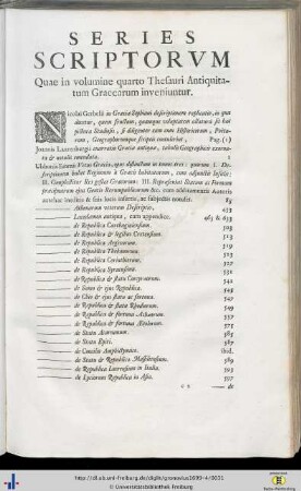 Series Scriptorum quae in volumine quarto…inveniuntur.