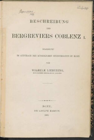 Beschreibung des Bergreviers Coblenz I