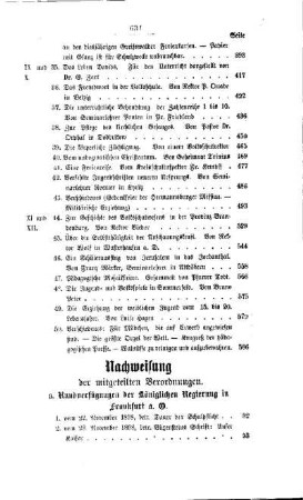 Nachweisung der mitgeteilten Verordnungen