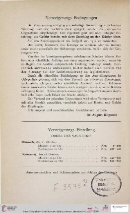 Versteigerungs-Bedingungen / Versteigerungs-Einteilung