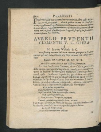 Aurelii Prudentii Clementis V. C. Opera.