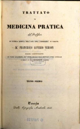 Trattato di medicina pratica. 1