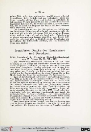 Frankfurter Drucke der Renaissance und Barockzeit
