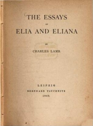 The essays of Elia and Eliana