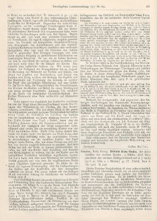 168-170 [Rezension] Finsler, Georg, Diethelm Georg Finsler, der letzte Antistes der zürcherischen Kirche. 1. Hälfte