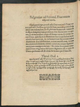 Fulgentius ad Ferrand. Diaconum respons. tertia.