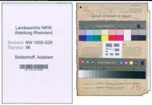 Entnazifizierung Adalbert Stoltenhoff , geb. 10.09.1912 (Bahnrat)