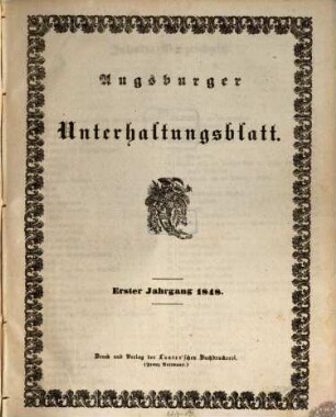 Augsburger Unterhaltungs-Blatt. 1848 = Jg. 1
