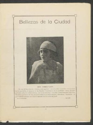 Bellezas de la ciudad : [Fotografía de] Srta. Carmela Lazo