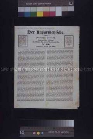 Zeitung: Der Unpartheyische. Politisches Zeitblatt, Nr. 20; Wien, 22. Juni 1848