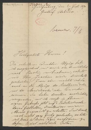 Brief an B. Schott's Söhne : 05.07.1890
