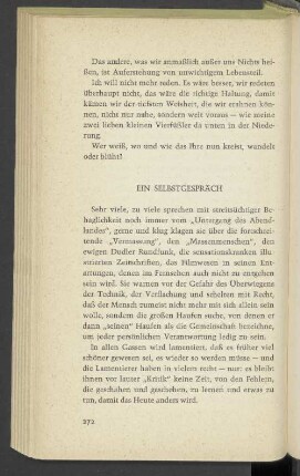 Ein Selbstgespräch
